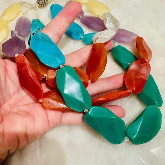 Talbots Multi-Strand Faceted Resin Statement Necklace – Pastel & Earth Tones - Picture 7 of 7